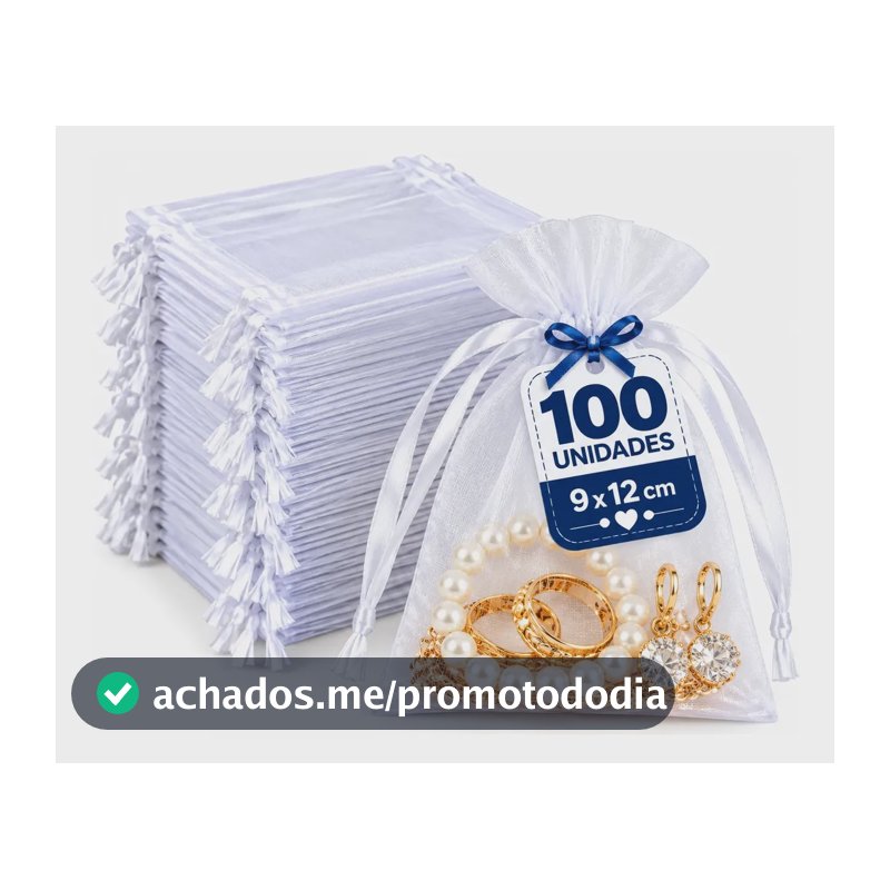 Kit 100 Saco Organza Tule 9x12 Saquinho Branco Lembrancinha
