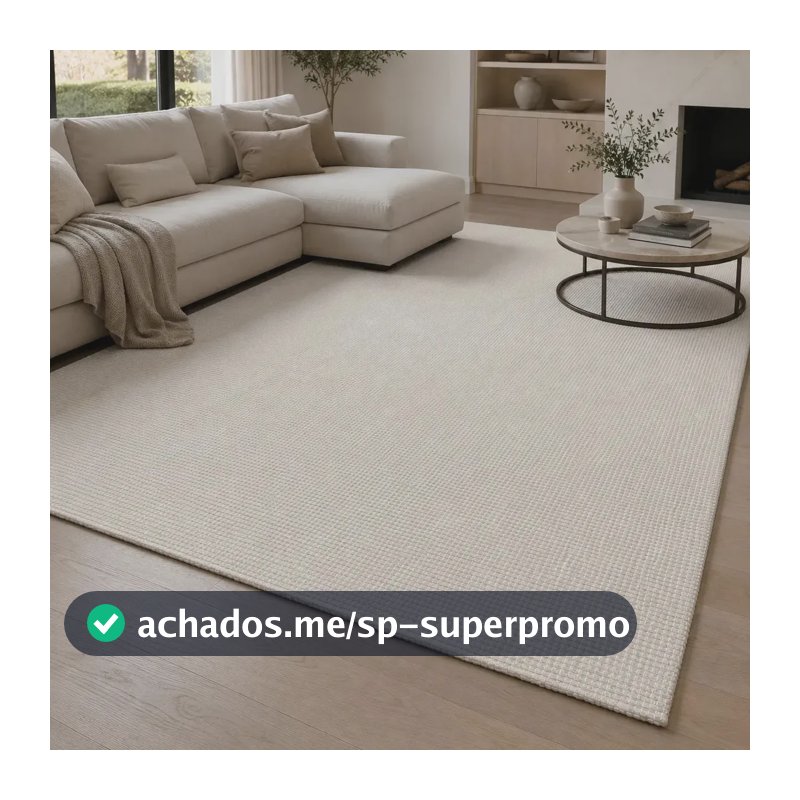 Tapete Sala Quarto Grande 300x300 Algodão Antiderrapante 3 M Creme
