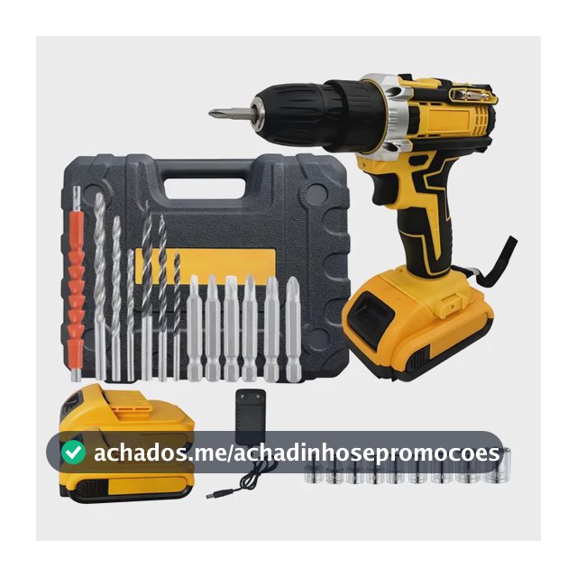 Furadeira Parafusadeira 48v 2 Baterias Lítio Sem Fio Maleta Amarelo 48v