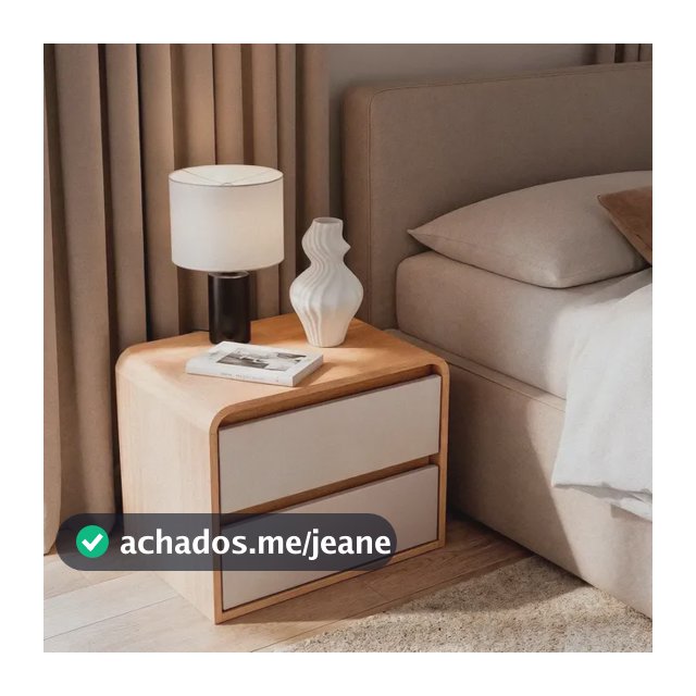 Mesa De Cabeceira 2 Gavetas Aurora Carvalho Nature/off White