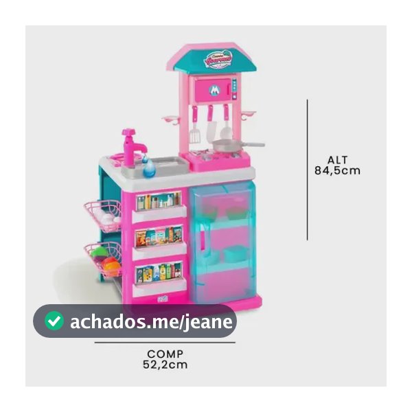 Cozinha Brinquedo Criança Gourmet Sai Água Cor Rosa Magic Toys