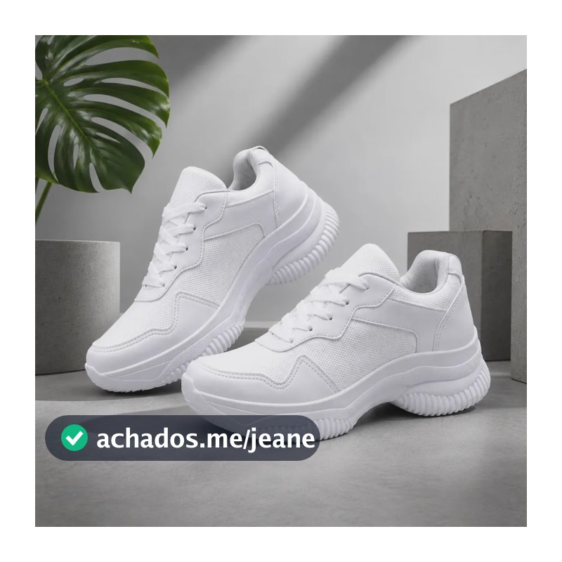 Tenis Feminino Casual Plataforma Chunky Confortavel Leve Branco Liso 37 Br