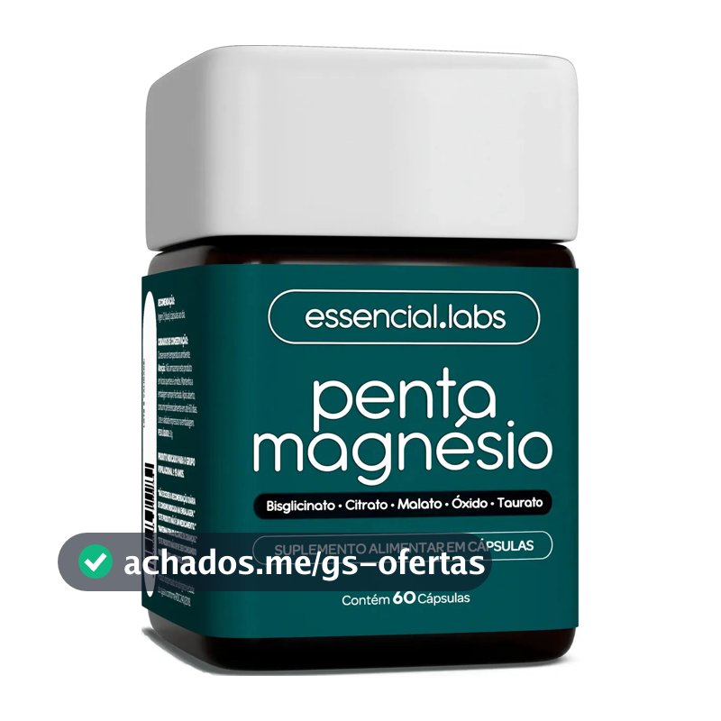 PENTA MAGNÉSIO - Bisglicinato + Dimalato + Citrato + Taurato + Óxido de Magnésio - A Combinação Perfeita de 5 Magnésios com Máxima Pureza e Biodisponibilidade - 60 Cápsulas