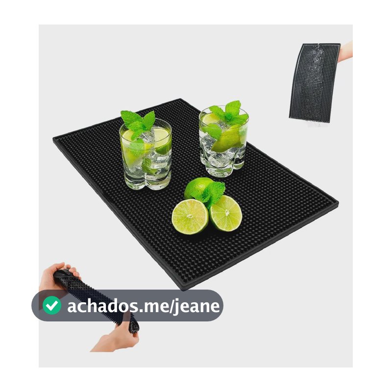 Tapete Escorredor De Louça Secador De Pratos Copos Talheres Para Pia Balcão Restaurante Cor Preto Silicone Homeroarte