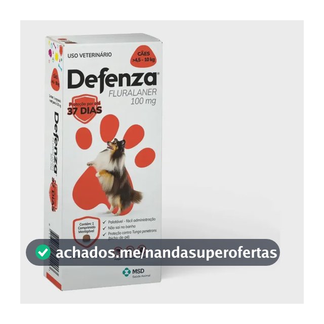 Defenza 100mg Antipulgas e Carrapatos Para Cães de 4,5 a 10kg