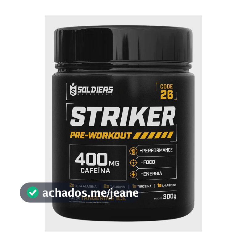 Striker Pré-treino Suplemento Alimentar Em Pó Cafeína 400mg Tangerina Ice 300g 20 Doses - Soldiers Nutrition