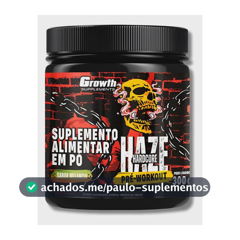Growth Pré-treino 300g Haze Mais Energia No Treino Sabor Melancia
