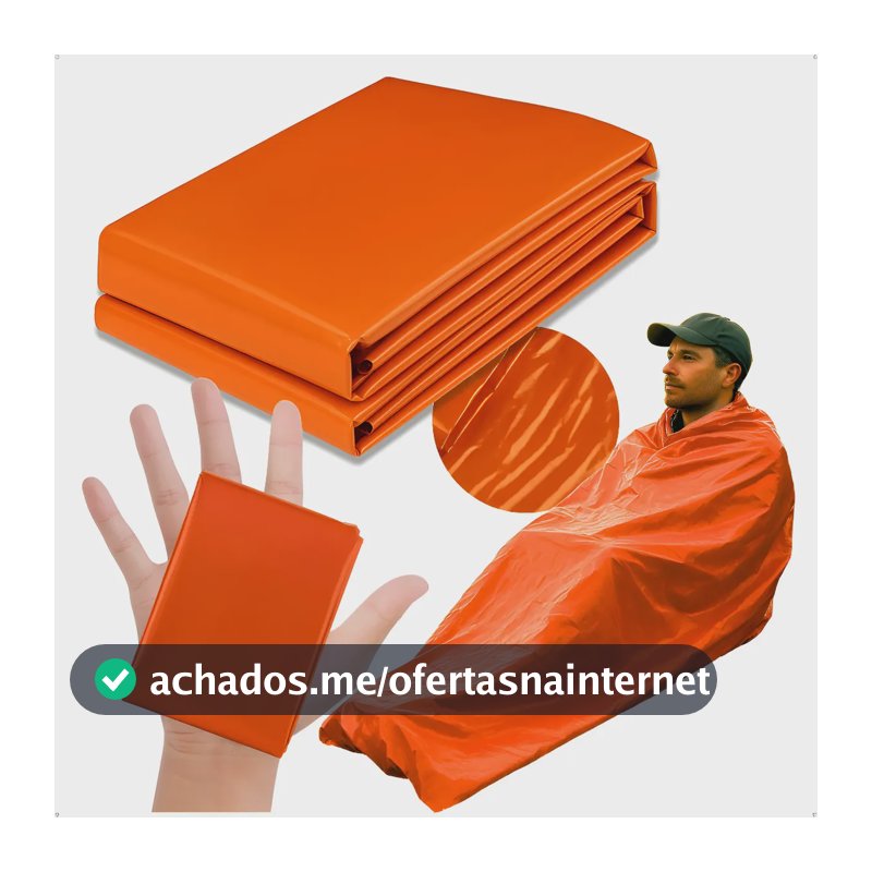 Saco Emergencia Aluminizado Manta Térmica Camping Legendario Laranja
