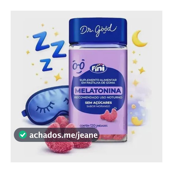 Melatonina Fini: Gomas Para Com Sabor Morango, Veganas e Sem Glúten - 120 Unidades