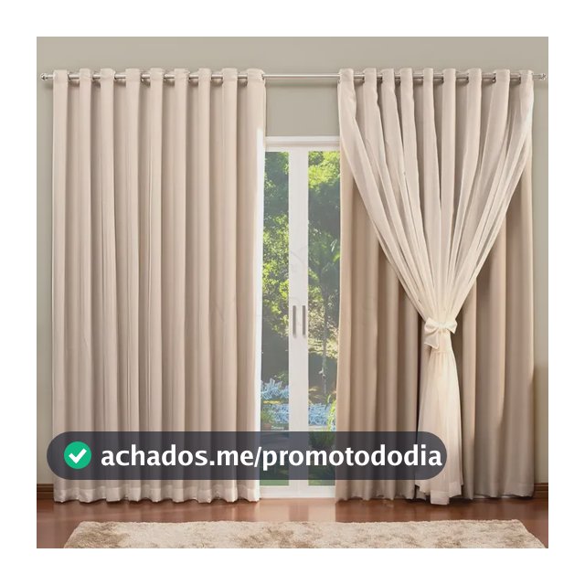 Cortina de Blackout com Voil Liso para varão simples - 4,00 x 2,70