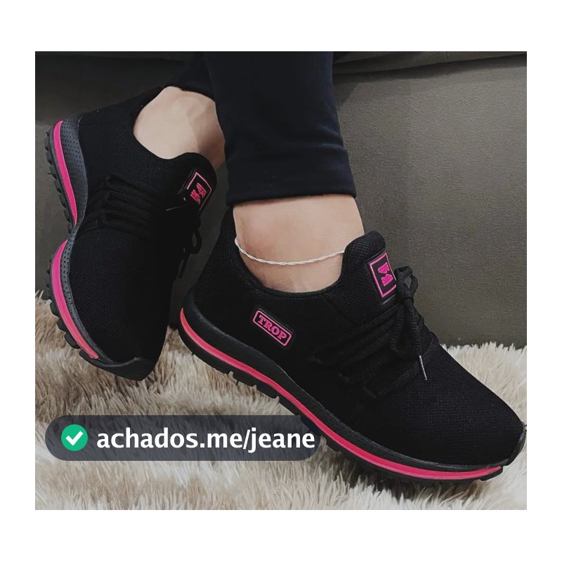Tênis Feminino Trop Brasil Esportivo Leve Academia Preto Liso 36 Br