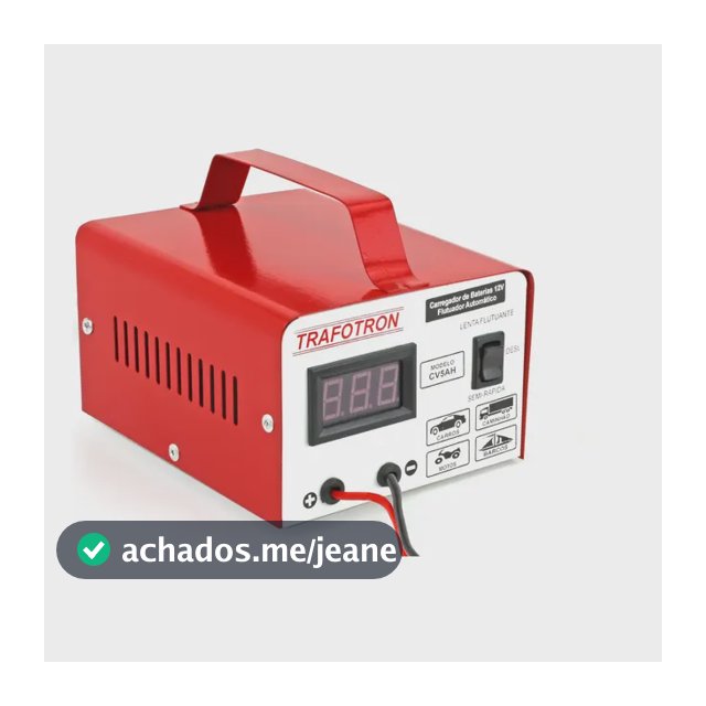 Carregador de Bateria Automotivo Trafotron CV5AH para Carro e Moto 12V até 300A, com Voltímetro Digital e Carga Flutuante