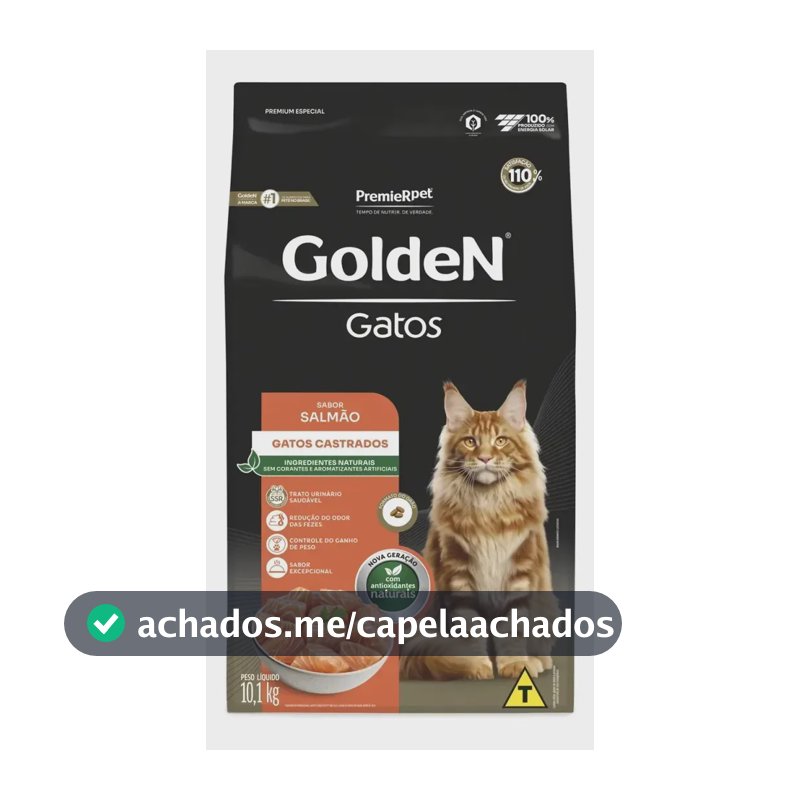 Golden Premium Especial Golden Gatos Adultos Castrados Salmão Seca 10kg