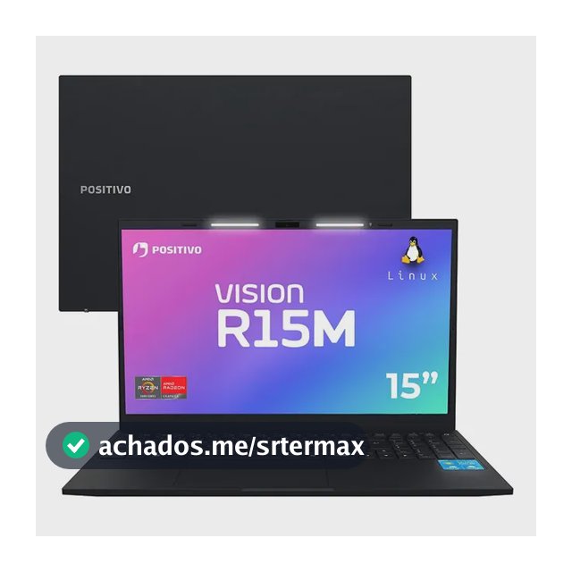 Notebook Positivo Vision R15M AMD Ryzen 3-7330U Linux 8GB RAM 256GB SSD Wi-Fi 6 Tela 15” Full HD IPS Antirreflexo - Minitela - Permite upgrade de memória RAM e SSD - Preto