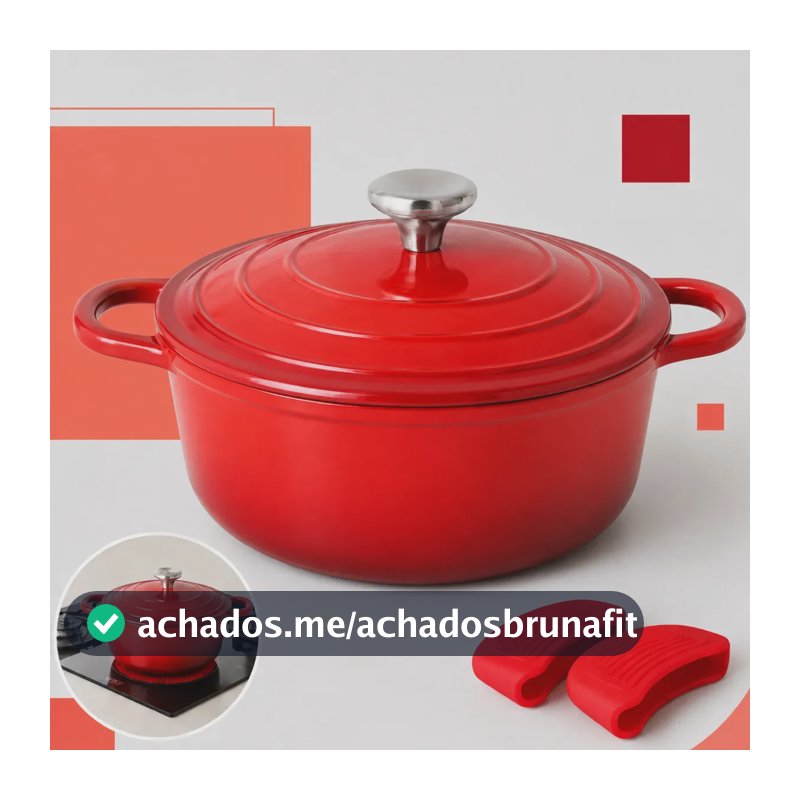 Caçarola Panela Cerâmica Indução 24cm Ferro Fundido 4,7l Vermelho