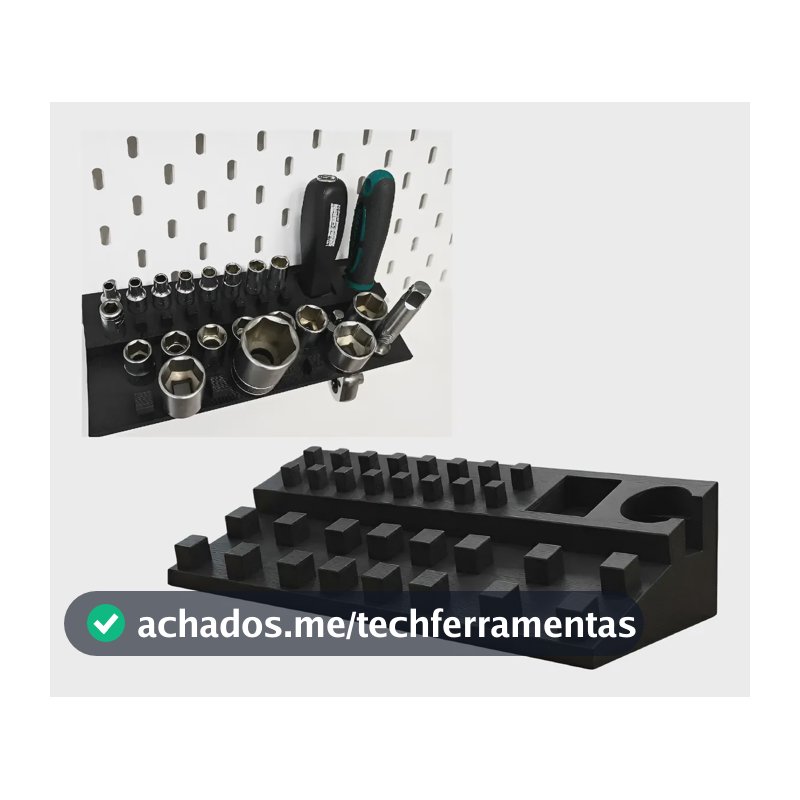 Suporte Organizador Soquetes 1/4 E 3/8 Chave Catraca Painel Preto
