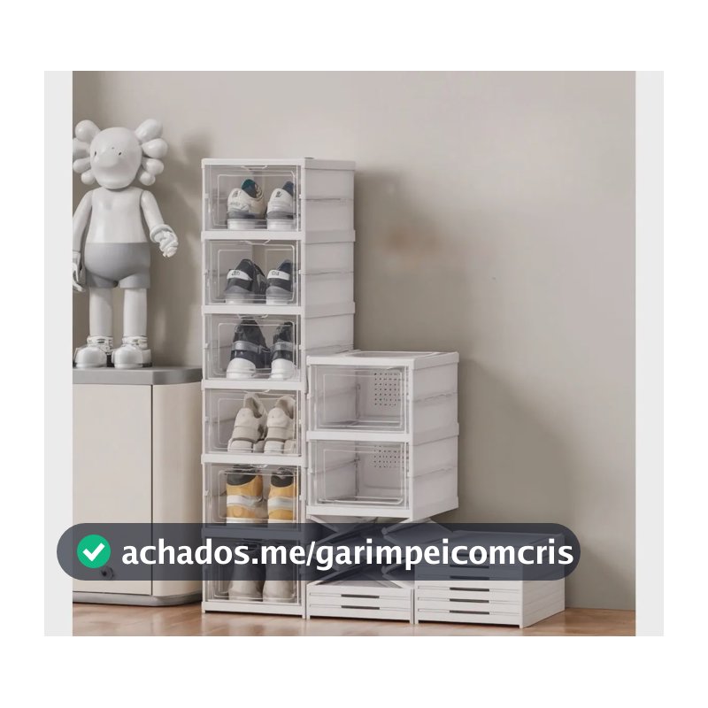 Sapateira Vertical Empilhável 6 Pares Organizador De Calçados Modular Branco Caixa de Tênis Fácil Montagem