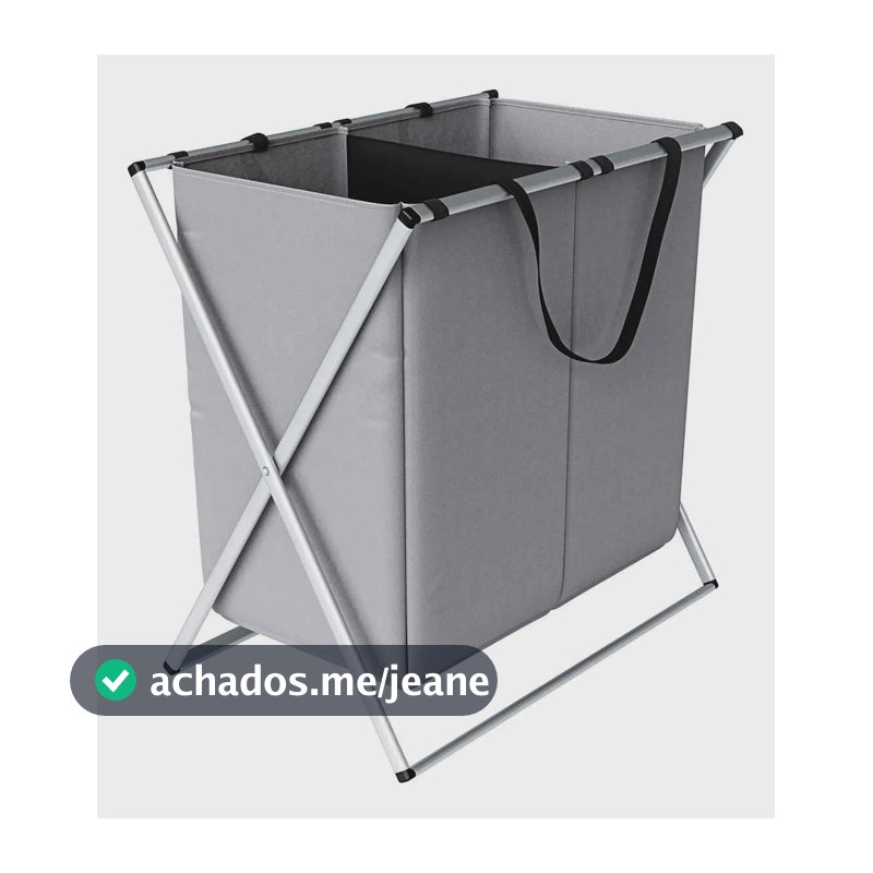Cesto Roupa Suja Dobrável Organizador 2 Divisórias Euro Home Cinza