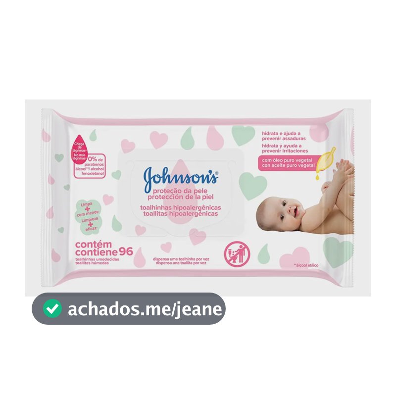 Lenços Umedecidos Johnson's Baby Proteção da Pele, 96 unidades