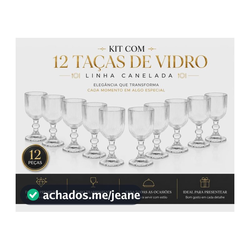 Conjunto 12 Taças De Vidro Para Cerveja Vinho Água 360 Ml