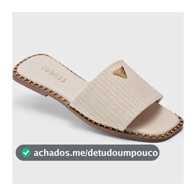 Sandália Rasteira Feminina Confortável Bico Quadrado Juta