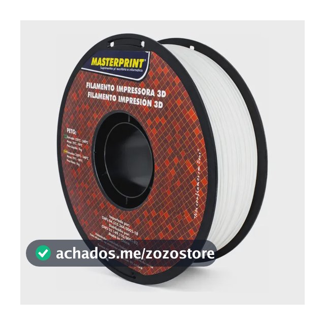 Filamento Impressão 3d 1,75mm 1kg Masterprint Petg Cor Branco Branco