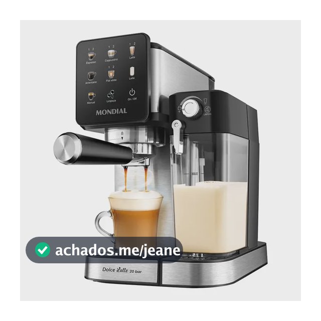 Cafeteira Espresso Automática Mondial Dolce Latte, 20Bar, 127V, Preto/Inox - CCL-01