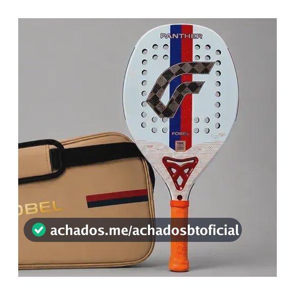 Raquete Beach Tennis Panther 2027 Fobel Carbono 18k + Bolsa Branco