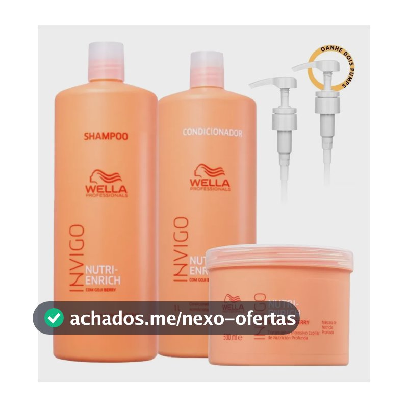 Kit Wella Nutri-enrich Trio Shampoo, Cond E Máscara Com Pump