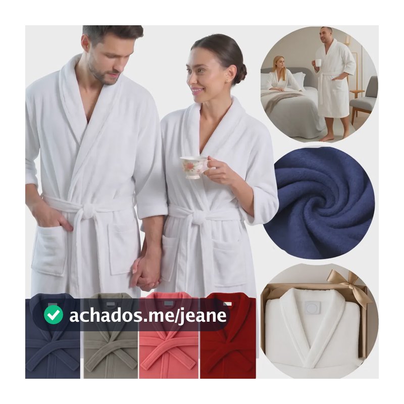 Roupão Adulto Microfibra Feminino Masculino Banho Inverno Branco G