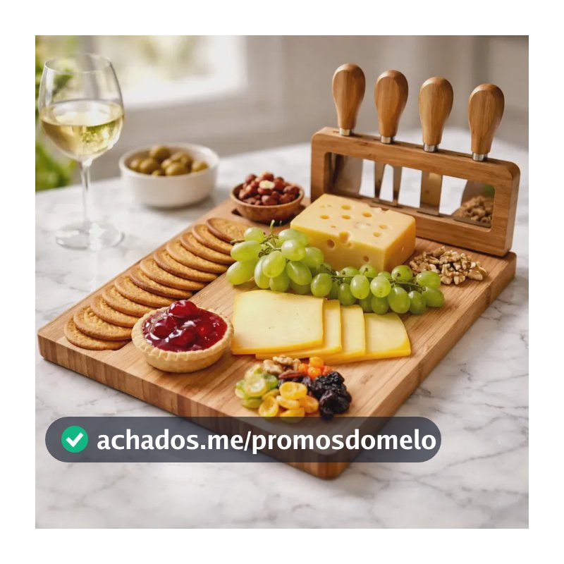 Tabua Queijos E Frios + Kit Espátulas 04 Peças