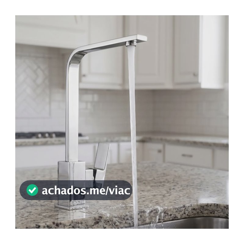 Torneira Cozinha 35cm De Inox Monocomando Moderna Para Pia Prateado Cromado