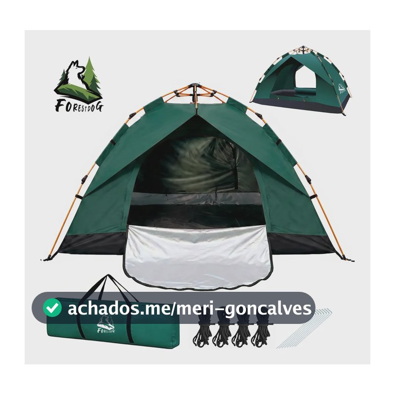 Barraca Camping Acampamento Automatica Forestdog 3-4 Pessoas Tecido Oxford 210205135cm Verde-escuro