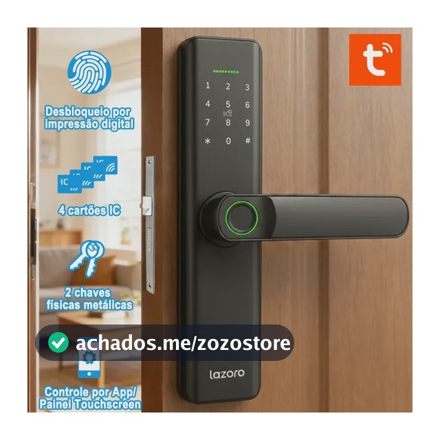 Fechadura Eletronica Digital Com Biometria, Senha, Cartão Ic E Tuya App Bluetooth LAZORO LAM-525B