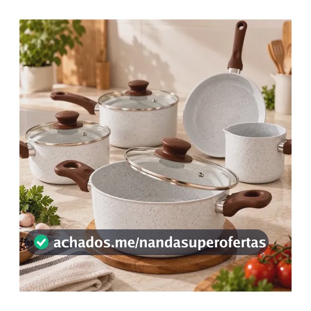 Jogo Kit 5 Panelas Cerâmicas Antiaderentes Indução Fundo Triplo PFOA Tampa de Vidro Cooktop Gás Elétrico Frigideira Caçarola Fervedor Branco