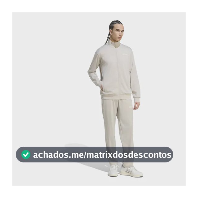 Conjunto De Agasalho Masculino Linear adidas Bege Liso Gg