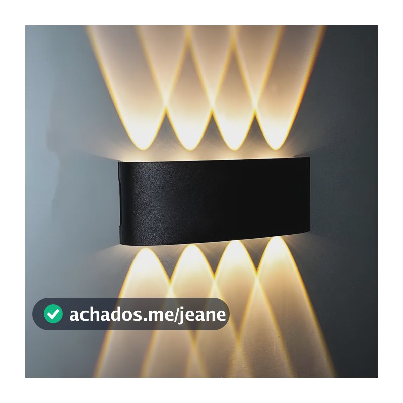 Arandela Led 8w Preta Retangular 2 Focos Luz Branco Quente 127/220v Preto
