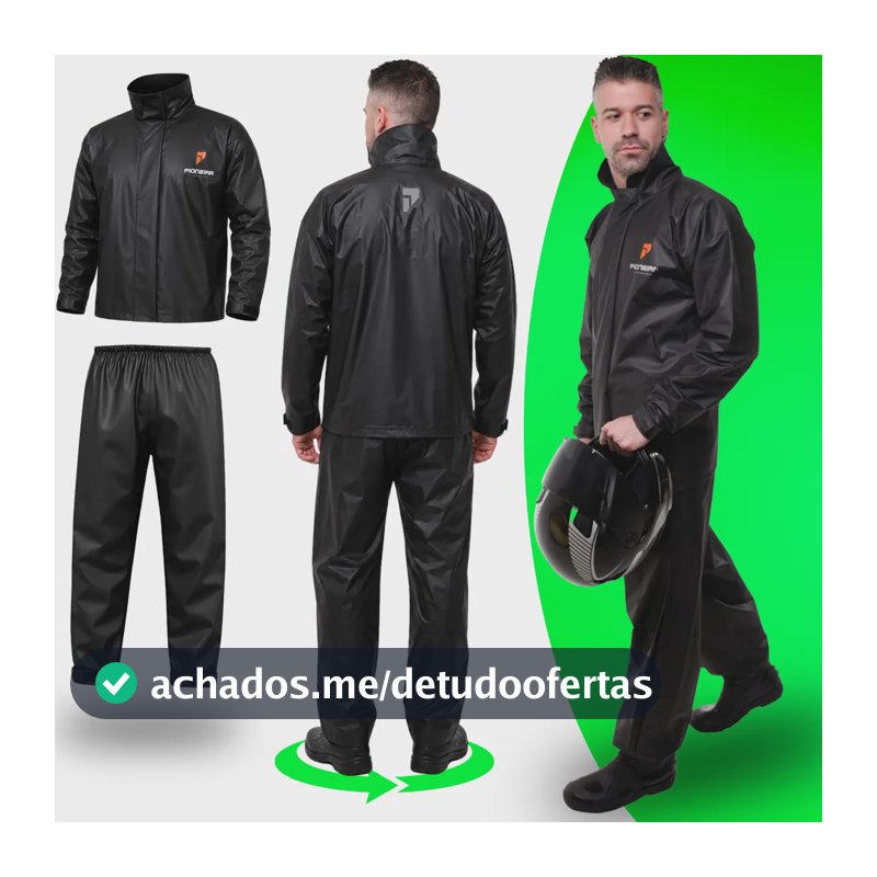 Capa De Chuva Moto Pioneira Impermeável Pvc Motoqueiro Frio Preto Com Laranja Masculino - G