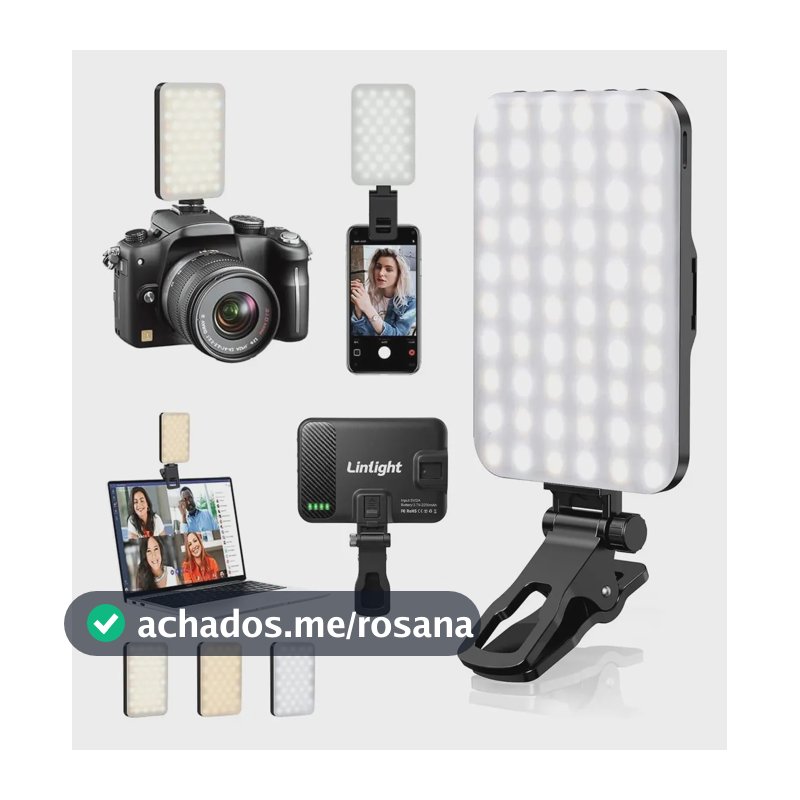 Selfie Ring Light Luz Para Celular Notebook E Câmera Led Recarregável C/clipe E Tripé