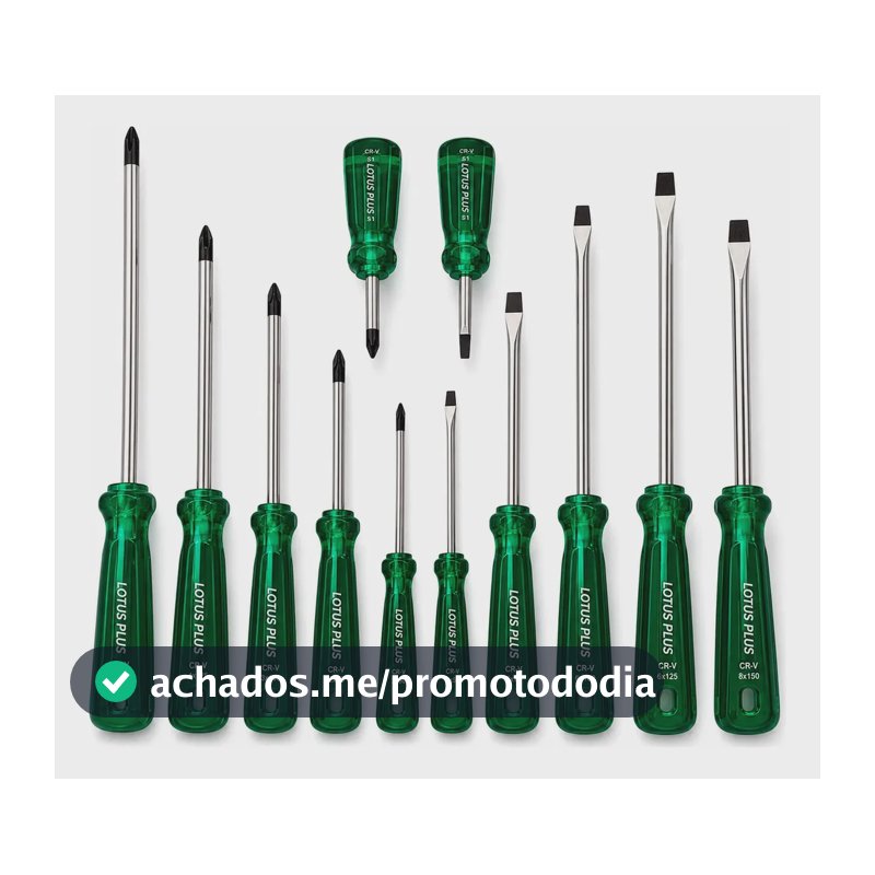 Jogo Chave de Fenda e Philips Profissional Imantado 12 Peças