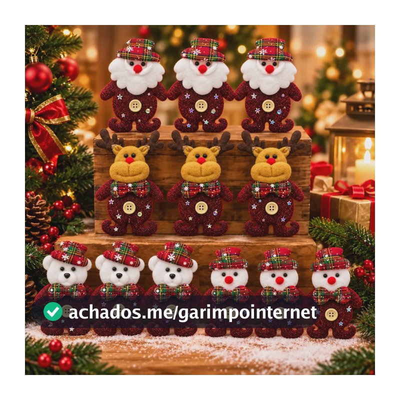 Kit 12 Pendentes Bonecos Enfeites Para Árvore De Natal Vermelho