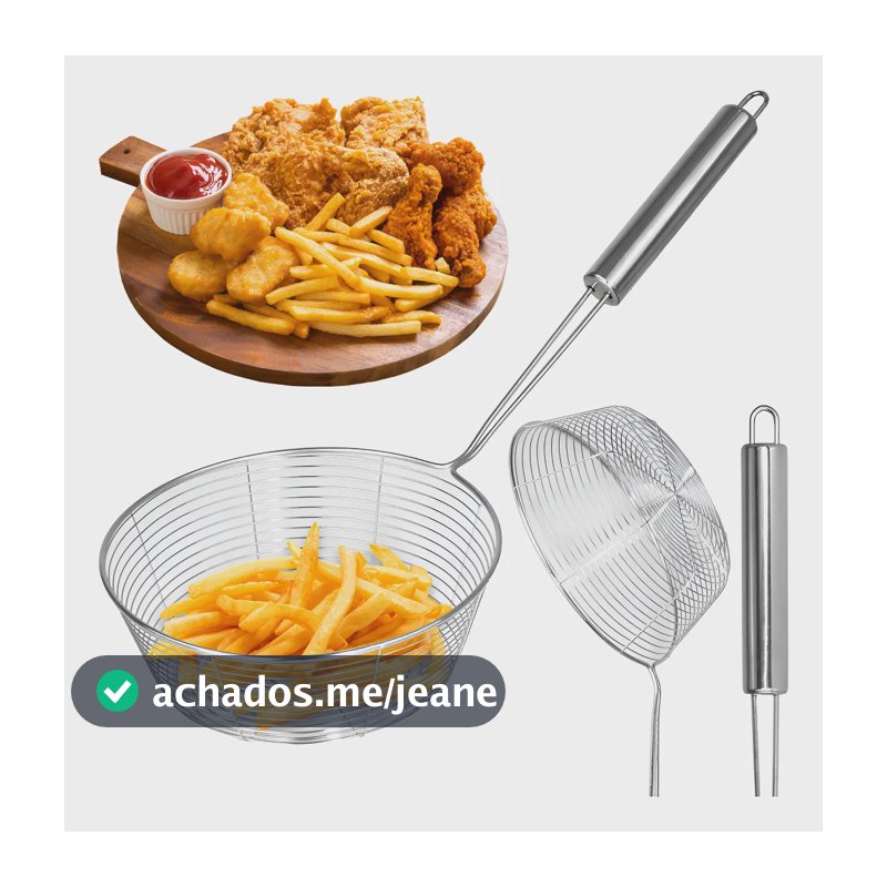 Peneira de Aço Inoxidável Primeware 16 cm para Fritura com Cabo Longo