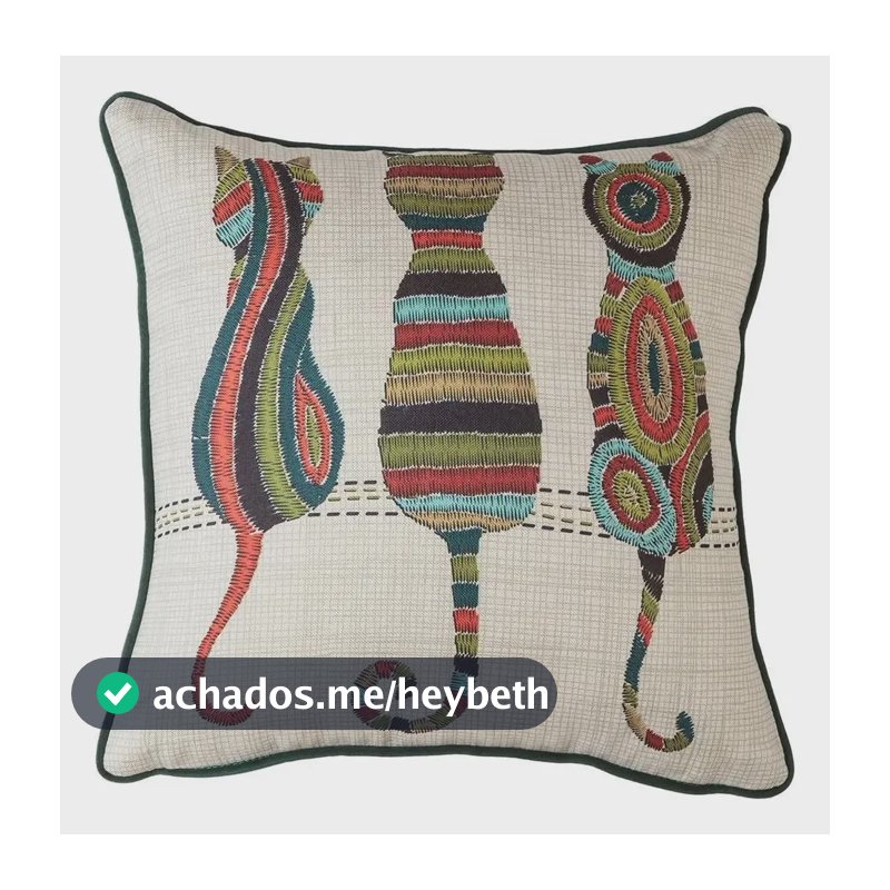 Capa Almofada Decorativa Lily Jolitex Toque De Linho 45x45cm Três Gatinhos - Estampa 3