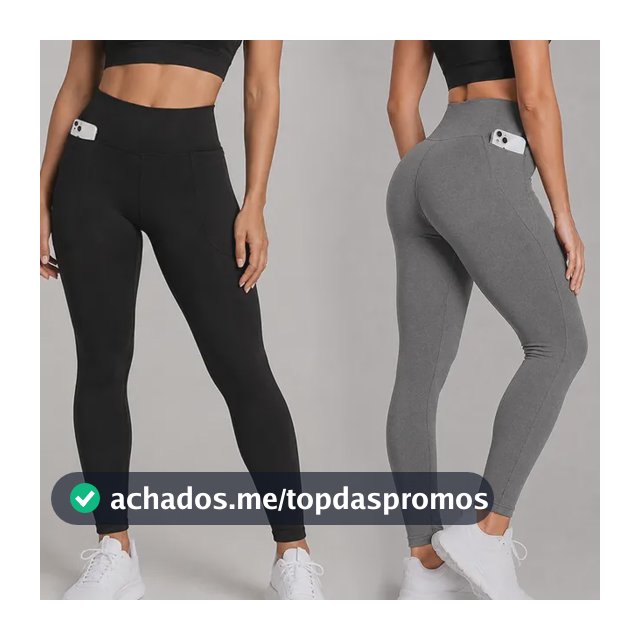 Kit 2 Calças Legging Feminina Grossa Cintura Alta Com Bolso