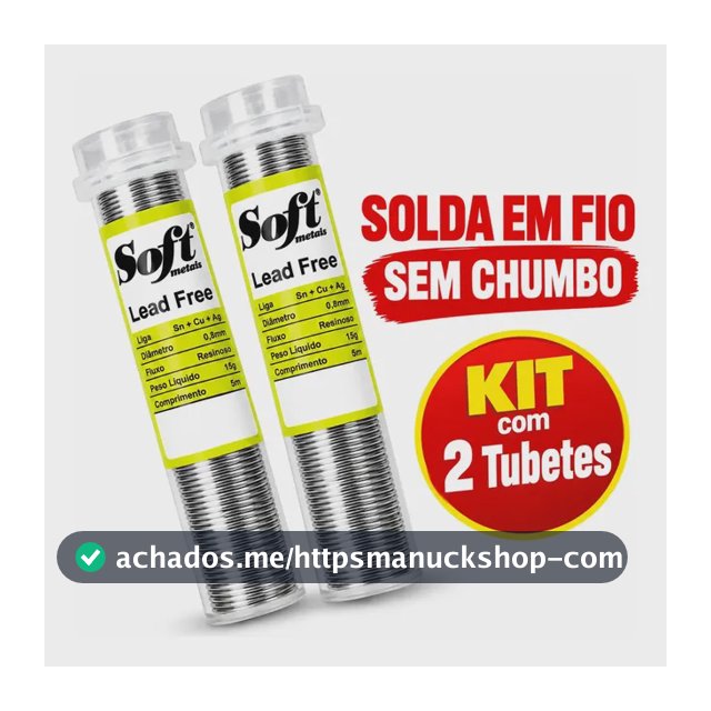 Fio De Estanho Lead Free Sem Chumbo Kit c/ 2 Tubetes Sn99,3 x Cu0,7 x Ag0,3