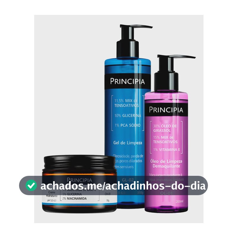 Principia Kit Limpeza E Hidratação Ch-01 + Ol-01 + Gl-02 Todo Tipo De Pele Dia/noite