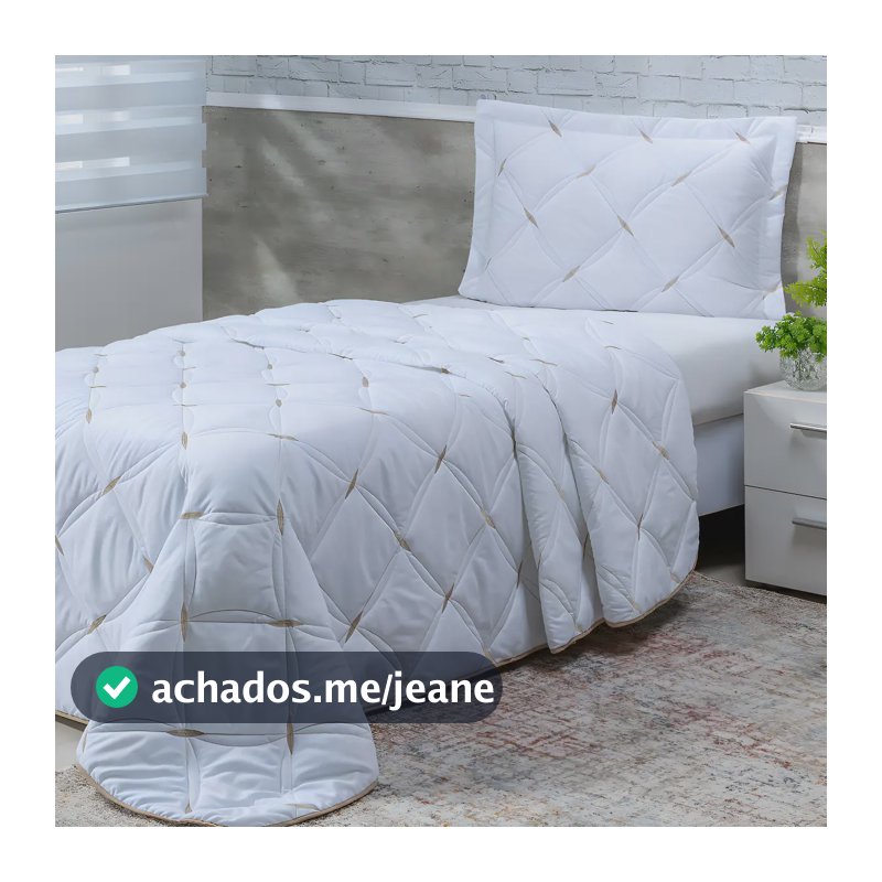 Cobre Leito Com Viés Solteiro 2 Pçs 200 Fios Percal Unique Cor Branco