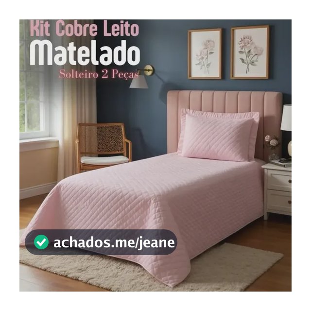 Kit Cobre Leito Colcha Feminino 2 Peças Cama Box Solteiro