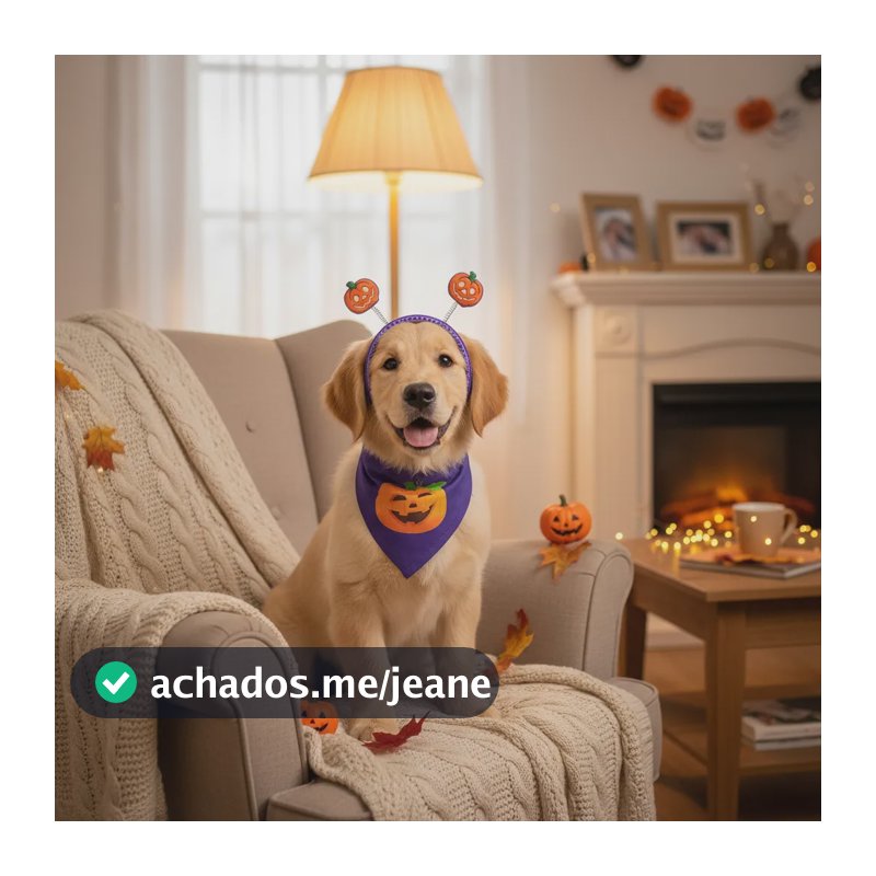 Kit Fantasia Pet Halloween Bandana + Arquinho Roxa P
