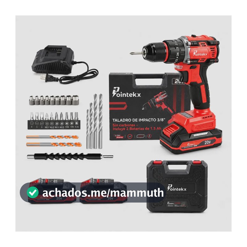 Parafusadeira Furadeira de Impacto Pointekx DN551B Brushless 20V 55Nm com 2 Baterias e Maleta